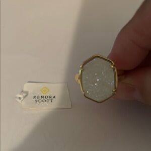 Kendra Scott Gold and White Hexagonal Ring